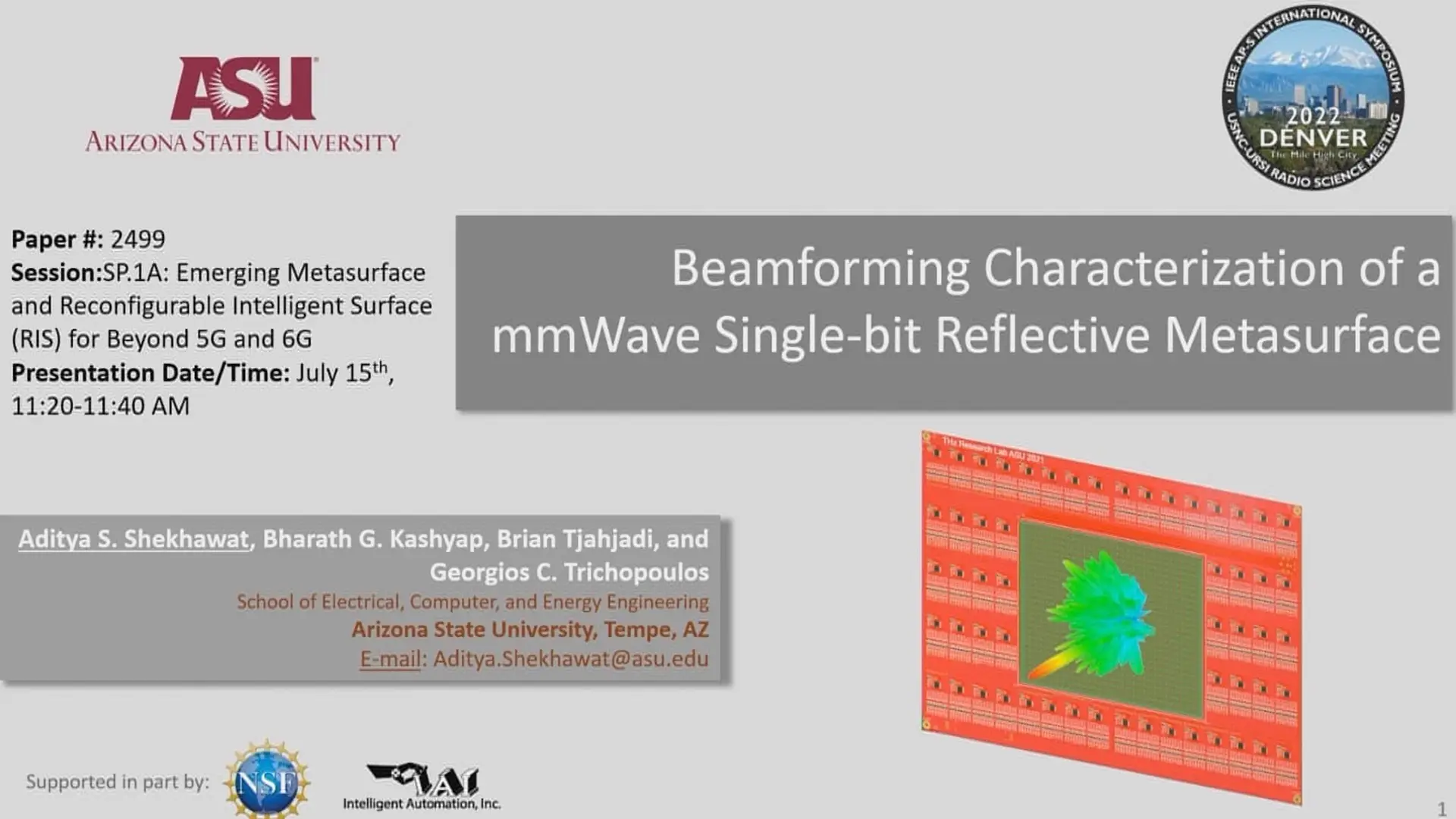 Beamforming Characterization of a mmWave Single-bit Reflective Metasurface