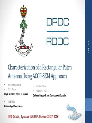 Characterization of a Rectangular Patch Antenna Using ACGF SEM Approach