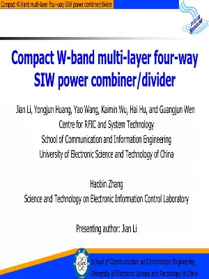 Compact W band multi layer four-way SIW power combiner divider