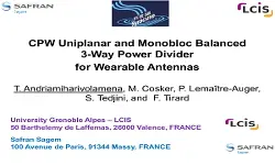 CPW Uniplanar and Monobloc Balanced 3 Way Power Divider for Wearable Antennas