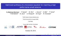 Optimized synthesis of a microwave equalizer for matching a high performance small antenna