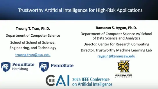 WORKSHOP: Trustworthy Artificial Intelligence for High-Risk Applications