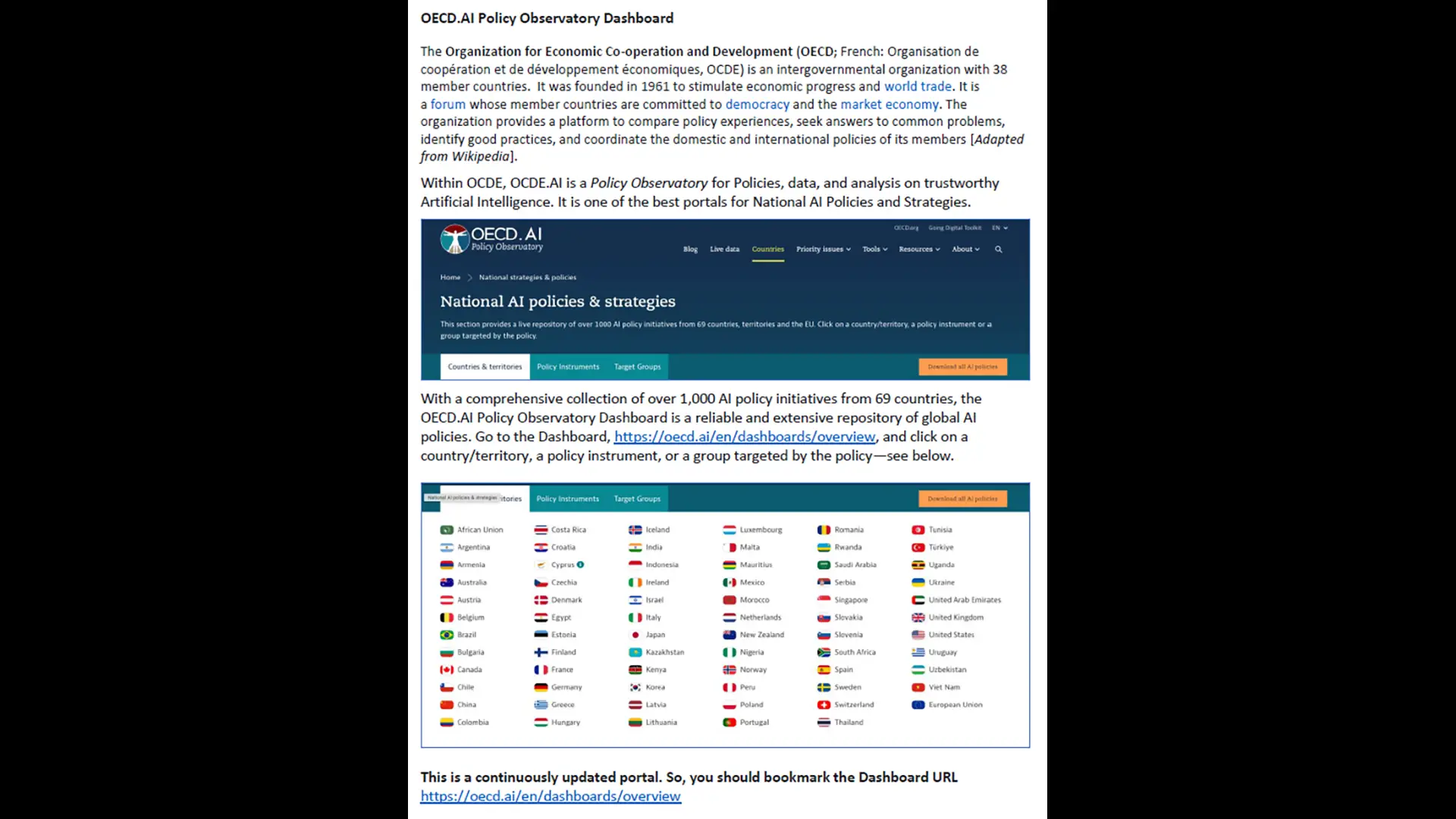 OECD.AI Policy Observatory Dashboard: Best Portal for National AI Policies and Strategies