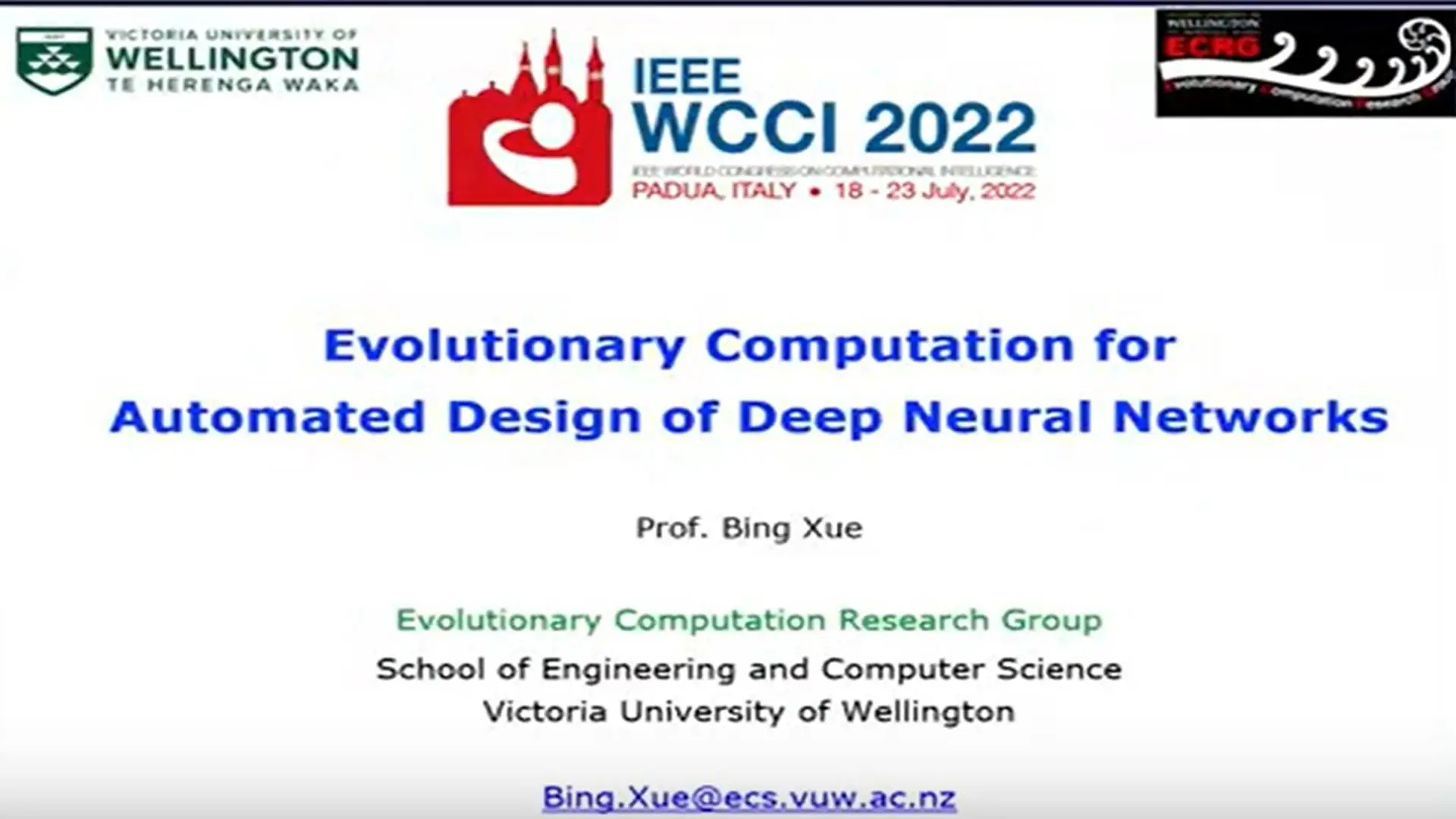Plenary -Evolutionary Computation for Automated Design of Deep Neural Networks