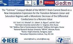 The Extrinsic Compact Model of the MOSFET Drain Current Based on a New Interpolation Expression for the Transition Between Linear and Saturation Regimes With a Monotonic Decrease of the Differntial Conductance to a Nonzero Value