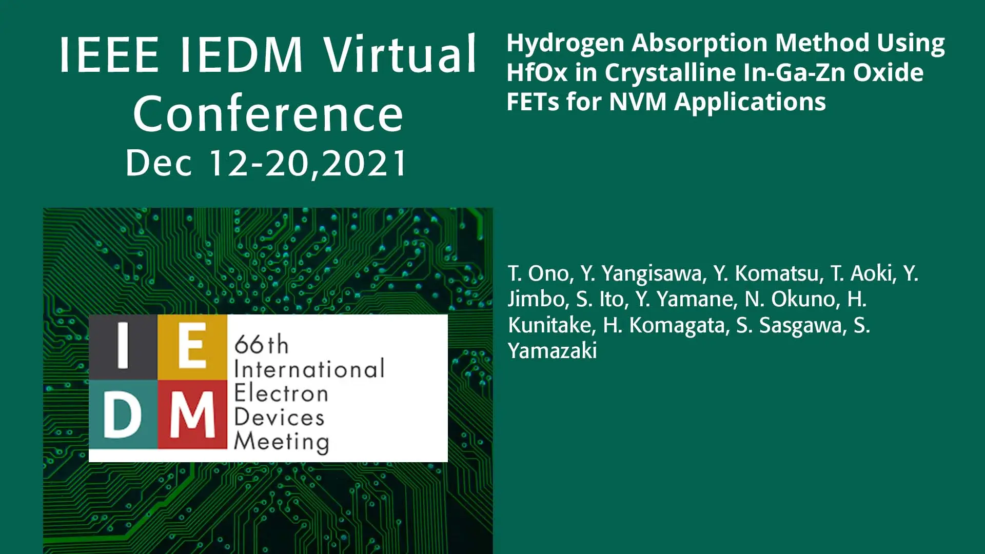 Hydrogen Absorption Method Using HfOx in Crystalline In-Ga-Zn Oxide FETs for NVM Applications