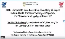 Technology Sessions: BEOL Compatible Dual-Gate Ultra Thin-Body W-Doped Indium-Oxide Transistor with IoN = 370 uA/um, SS=73mV/dec and IoN/IOFF ratio>4x10^9