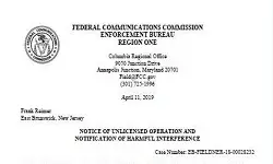 Notice of Unlicensed Operation and Notification of Harmful Interference