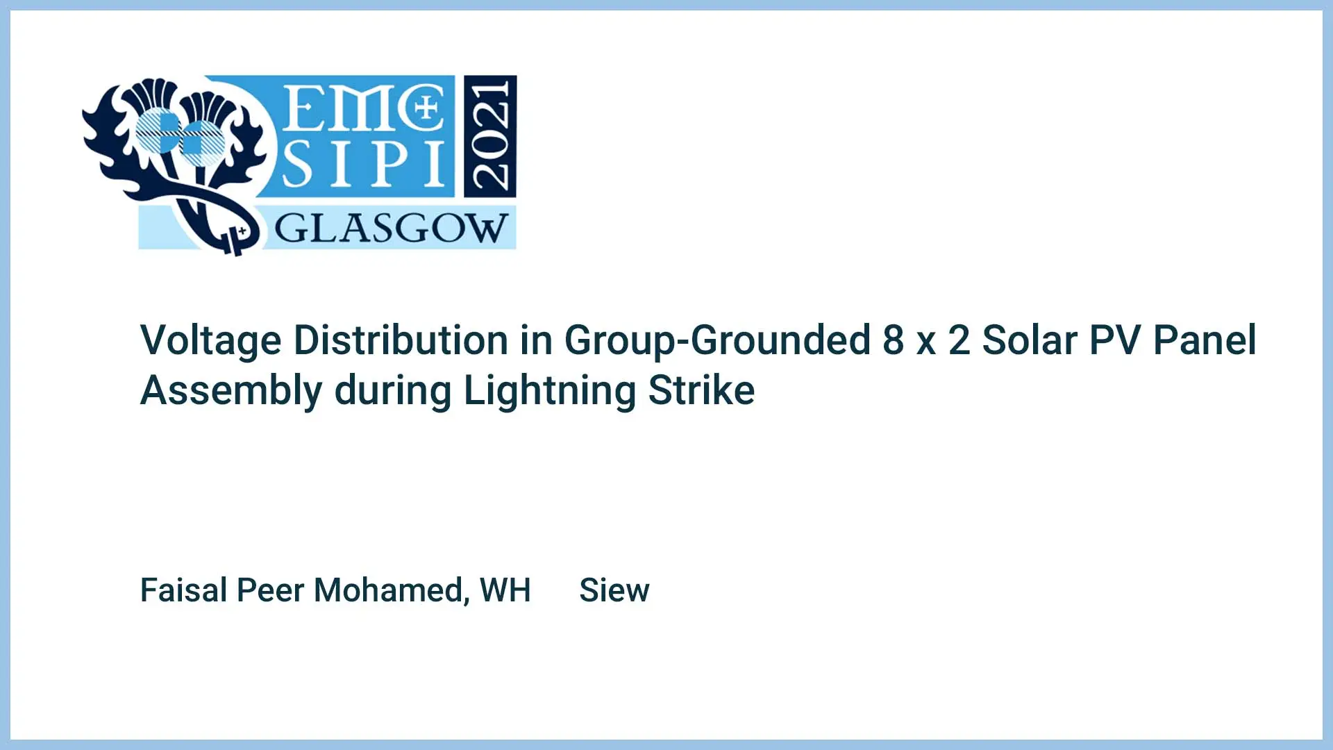 Voltage Distribution in Group-Grounded 8 x 2 Solar PV Panel Assembly during Lightning Strike