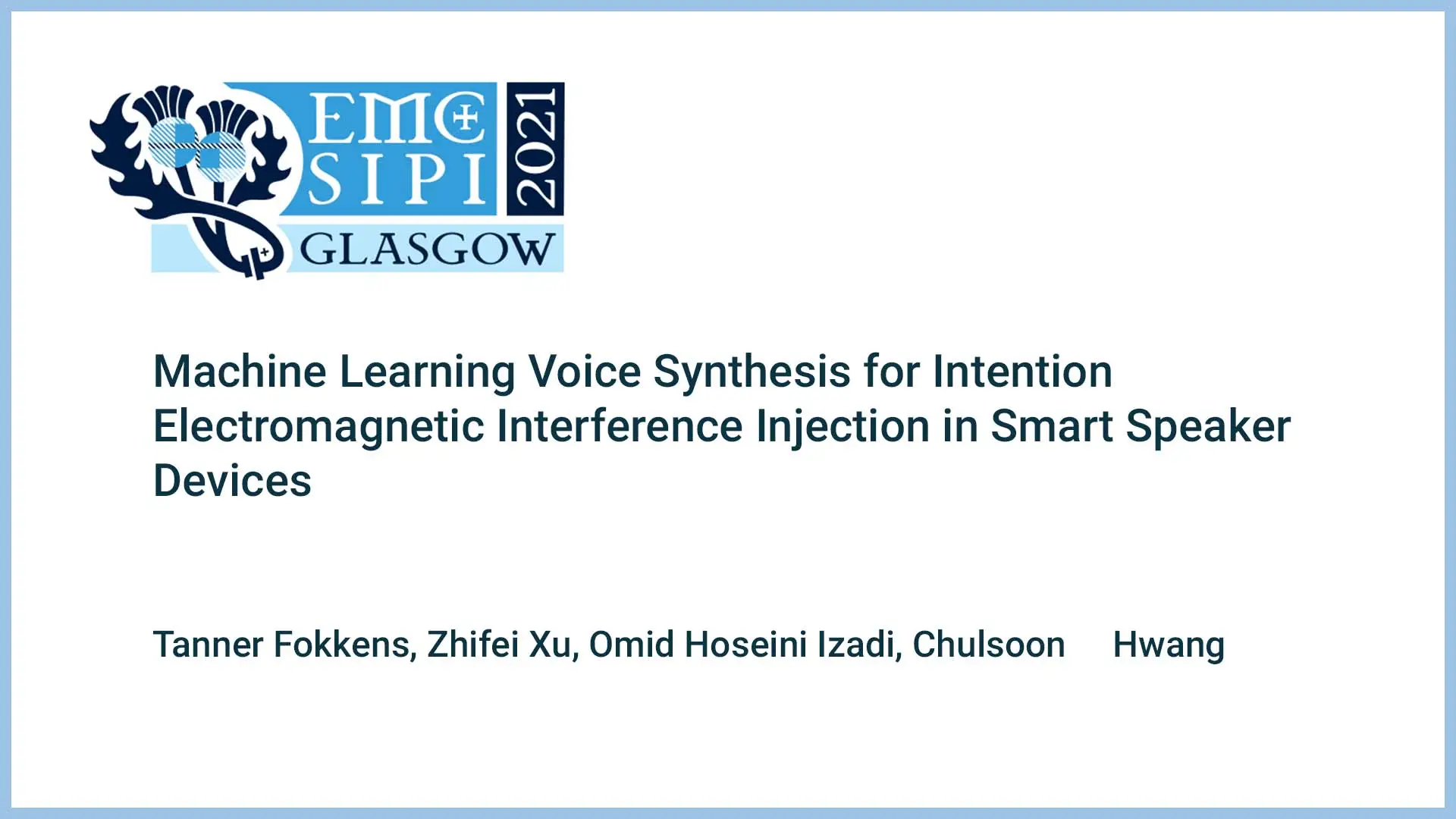 Machine Learning Voice Synthesis for Intention Electromagnetic Interference Injection in Smart Speaker Devices