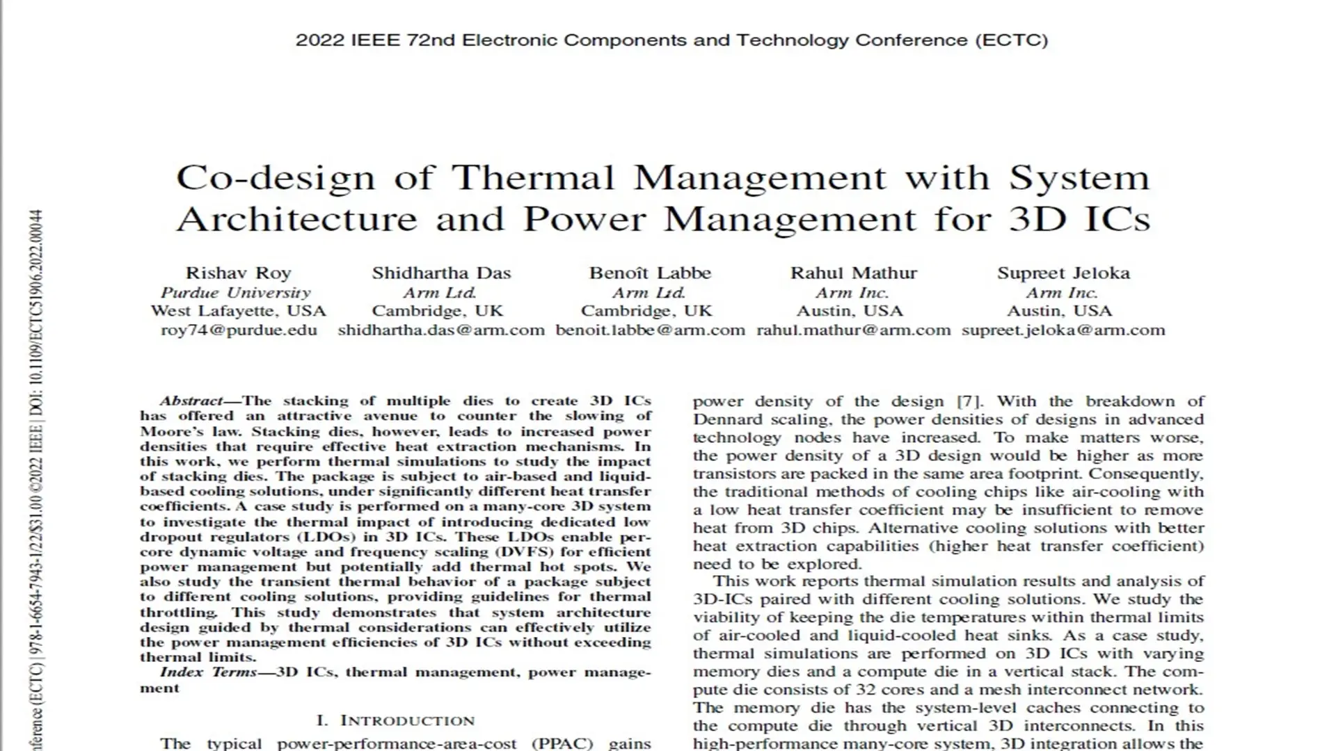 ECTC 2022 Intel Best Student paper