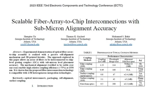 ECTC 2023  Intel Outstanding Student Paper Award