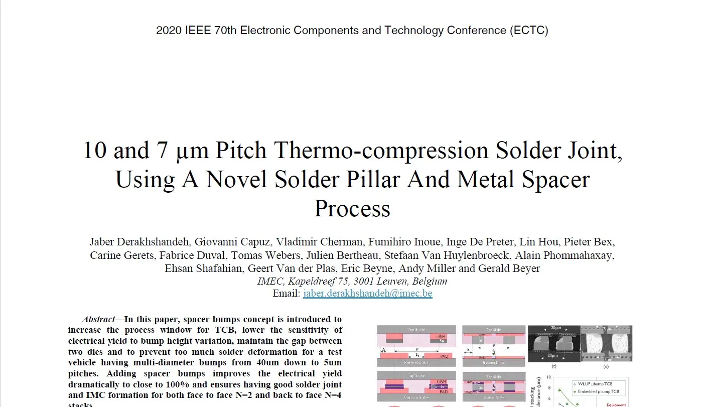 ECTC 2020 Outstanding Session Paper
