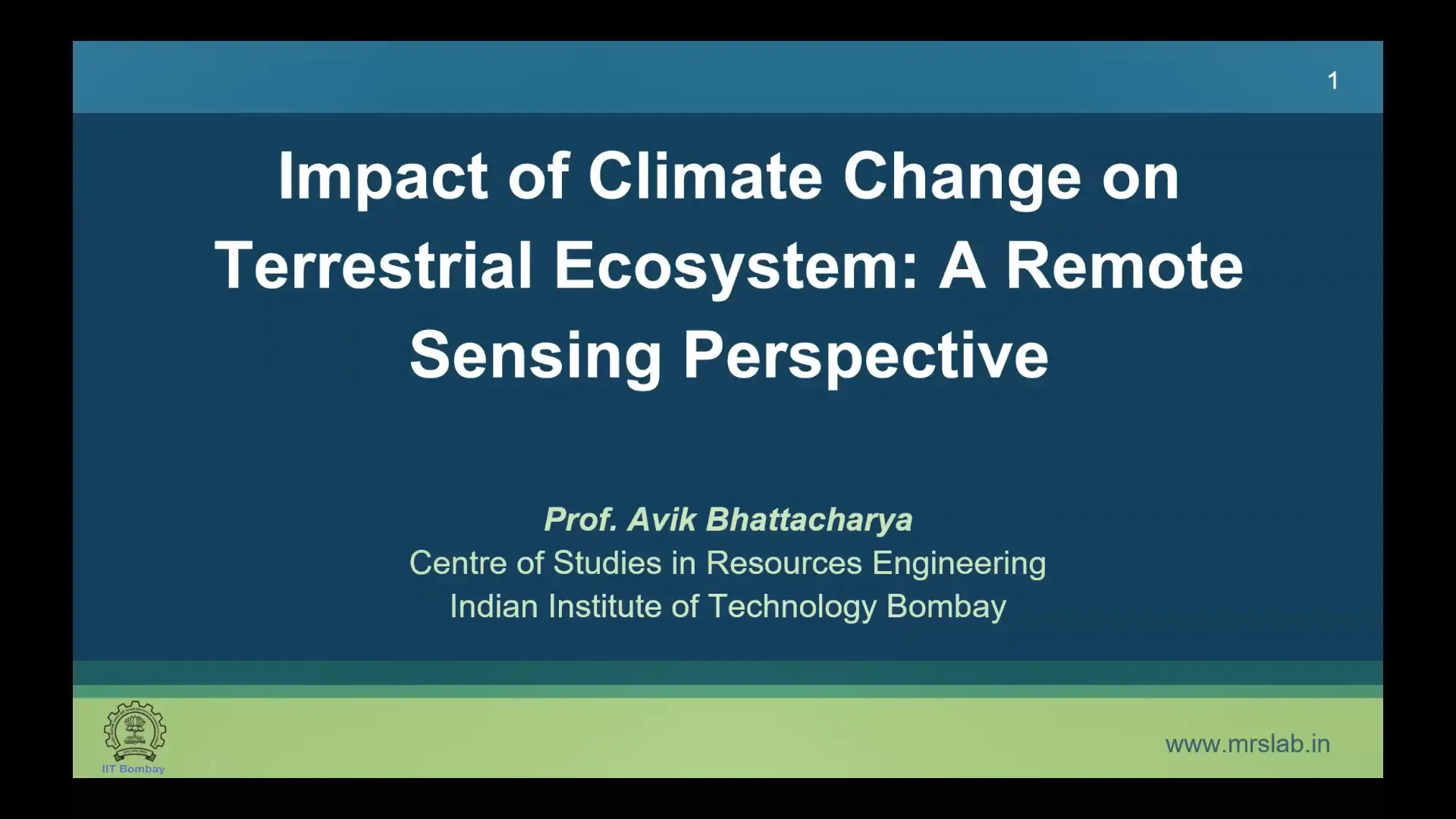 IEEE OFCCT 2023: Keynote 2.2: Impact of Climate Change on Terrestrial Ecosystems: A Remote Sensing Perspective