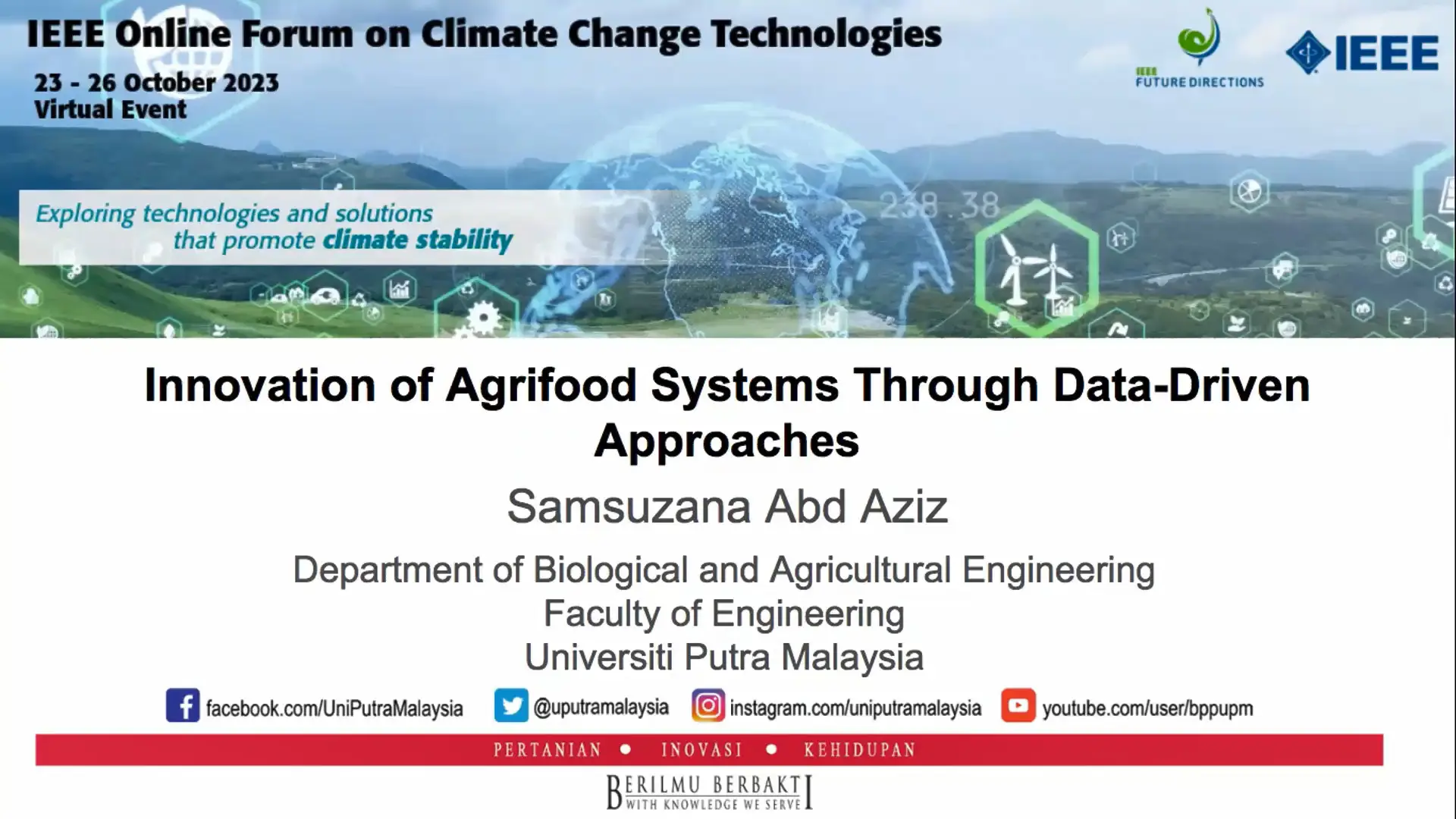 IEEE OFCCT 2023: Keynote 3.5: Innovation of Agrifood Systems through Data-Driven Approaches