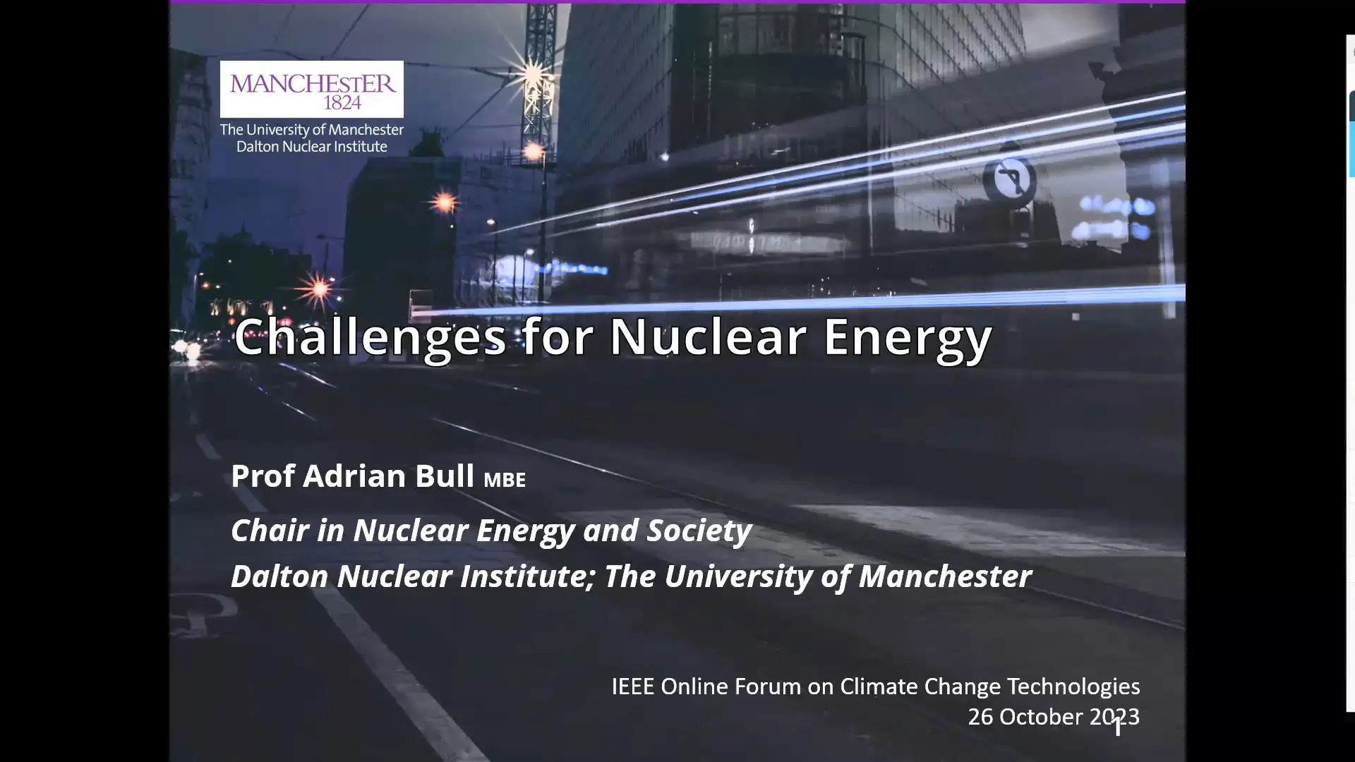 IEEE OFCCT 2023: Panel 4.1: Recent Trends in Nuclear Power