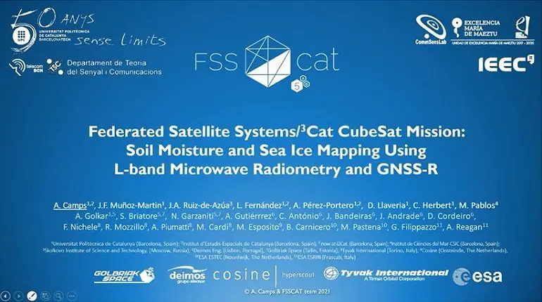 Federated Satellite Systems/ 3 Cat CubeSat Mission: Soil Moisture and Sea Ice Mapping Using L-Band Microwave Radiometry and GNSS-R