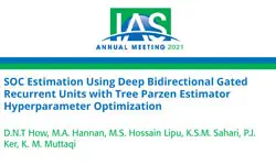 SOC Estimation Using Deep Bidirectional Gated Recurrent Units with Tree Parzen Estimator Hyperparameter Optimization