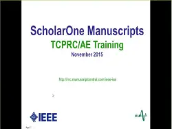 IAS Webinar Series - ScholarOne Manuscripts TCPRC/AE Training