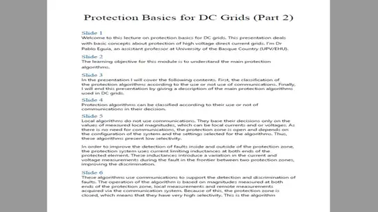 C3: Protection Basics for DC Grids: Part 2 Transcript
