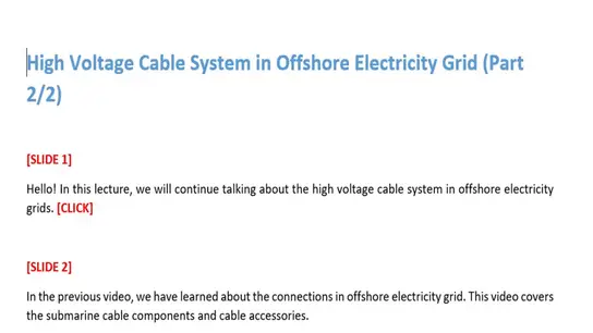 C1: High Voltage Cable System in Offshore Electricity Grid (Part 2/2) Transcript