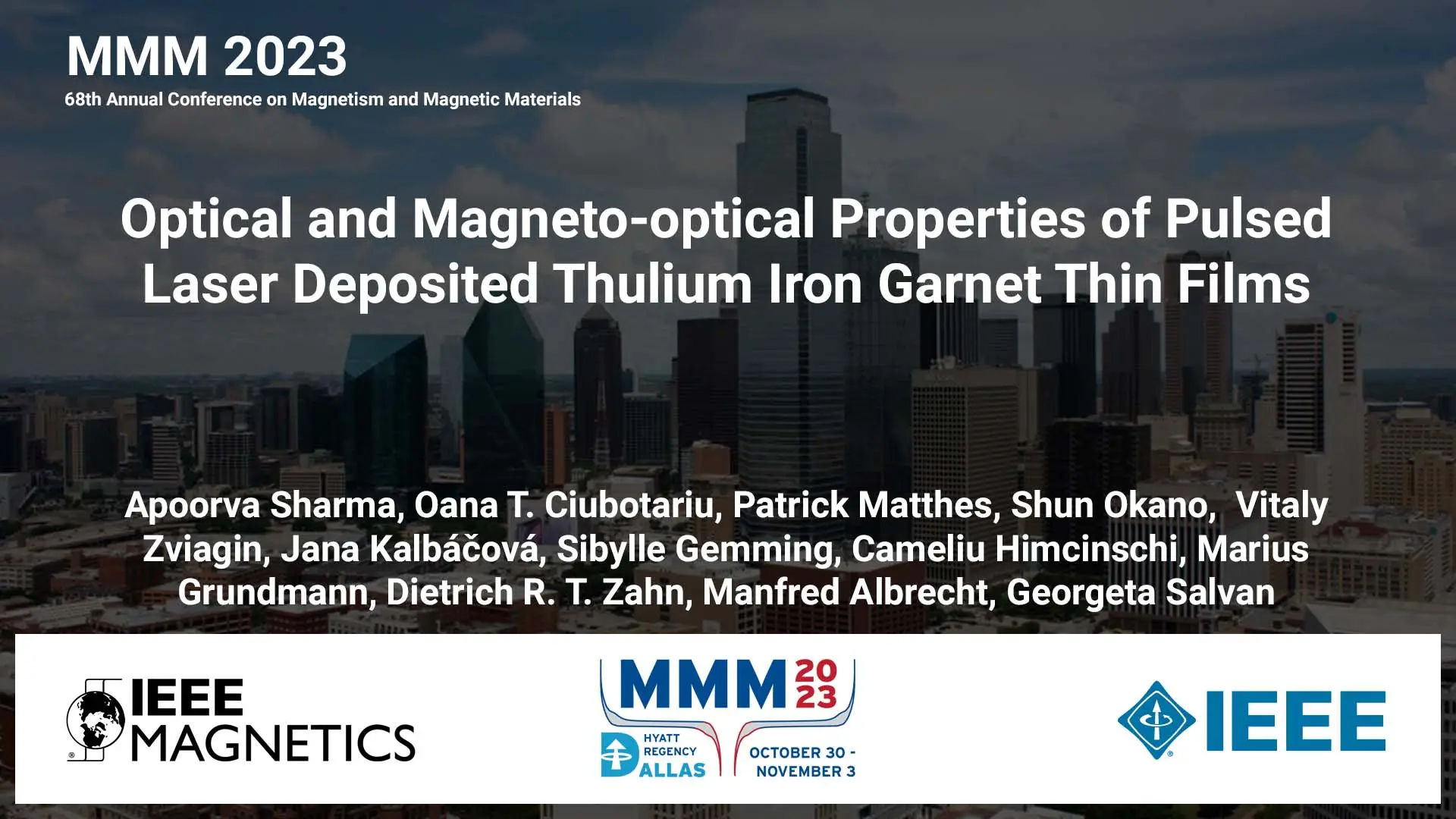 VP11-10: Optical and Magneto-optical Properties of Pulsed Laser Deposited Thulium Iron Garnet Thin Films