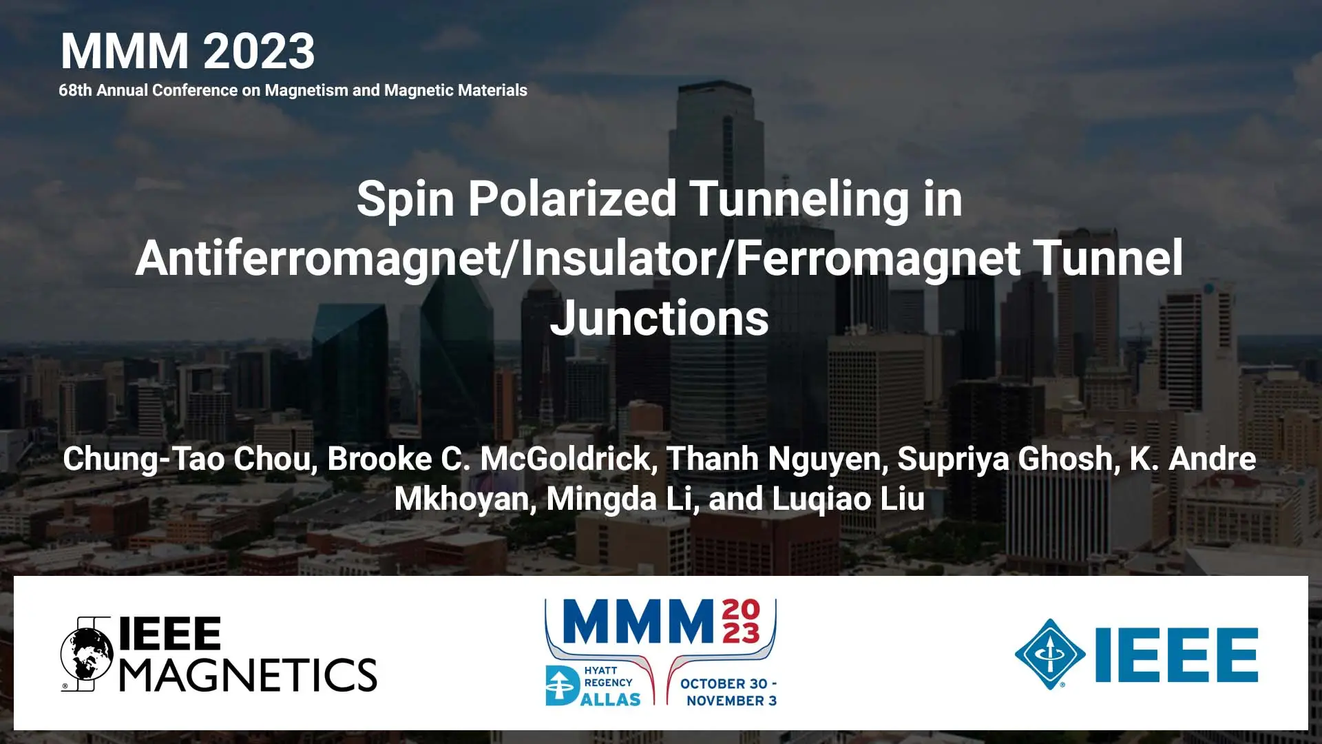 FB-01: Spin Polarized Tunneling in​ Antiferromagnet/Insulator/Ferromagnet​ Tunnel Junctions