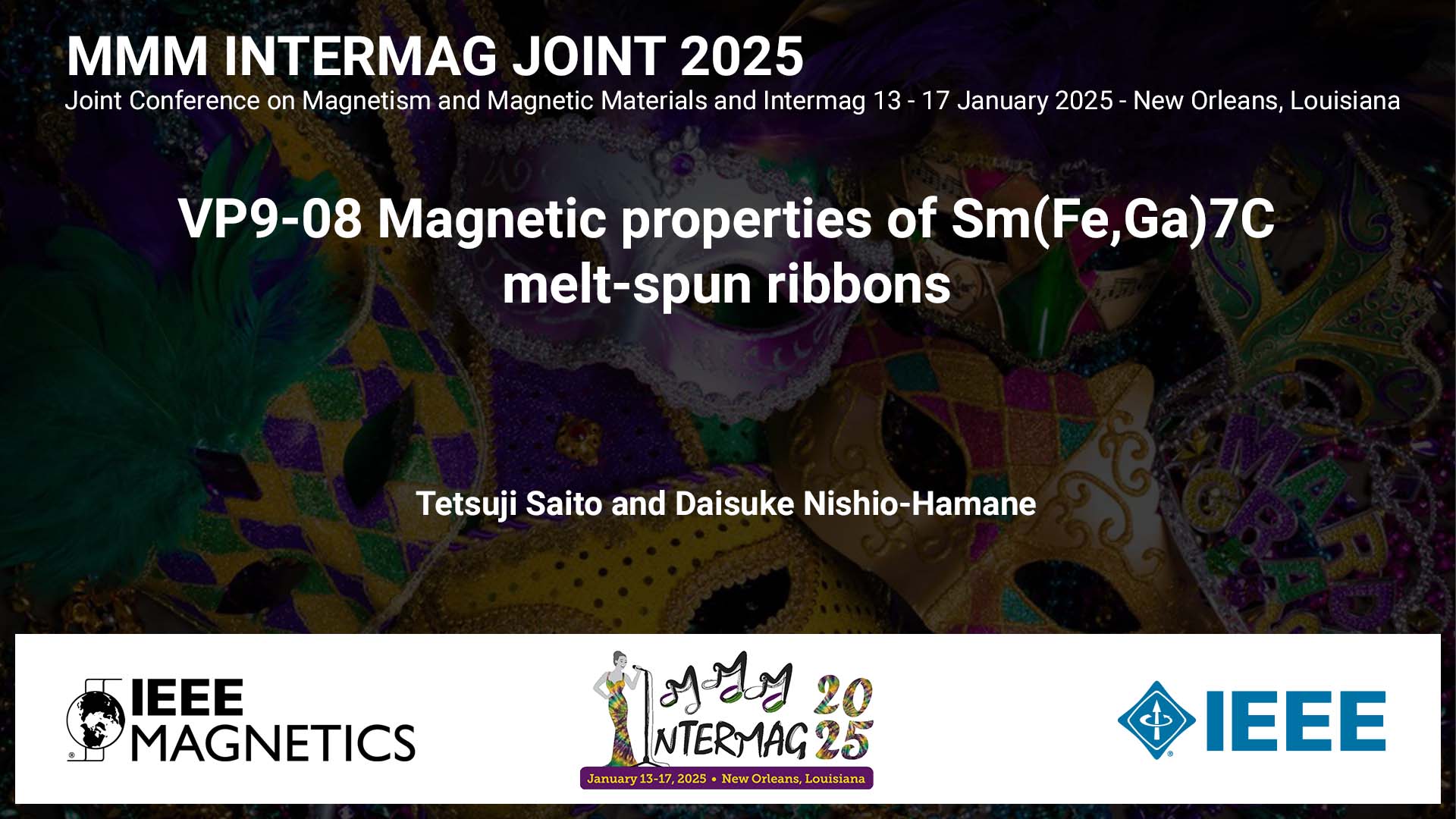 VP9-08 Magnetic properties of Sm(Fe,Ga)7C melt-spun ribbons | IEEE ...