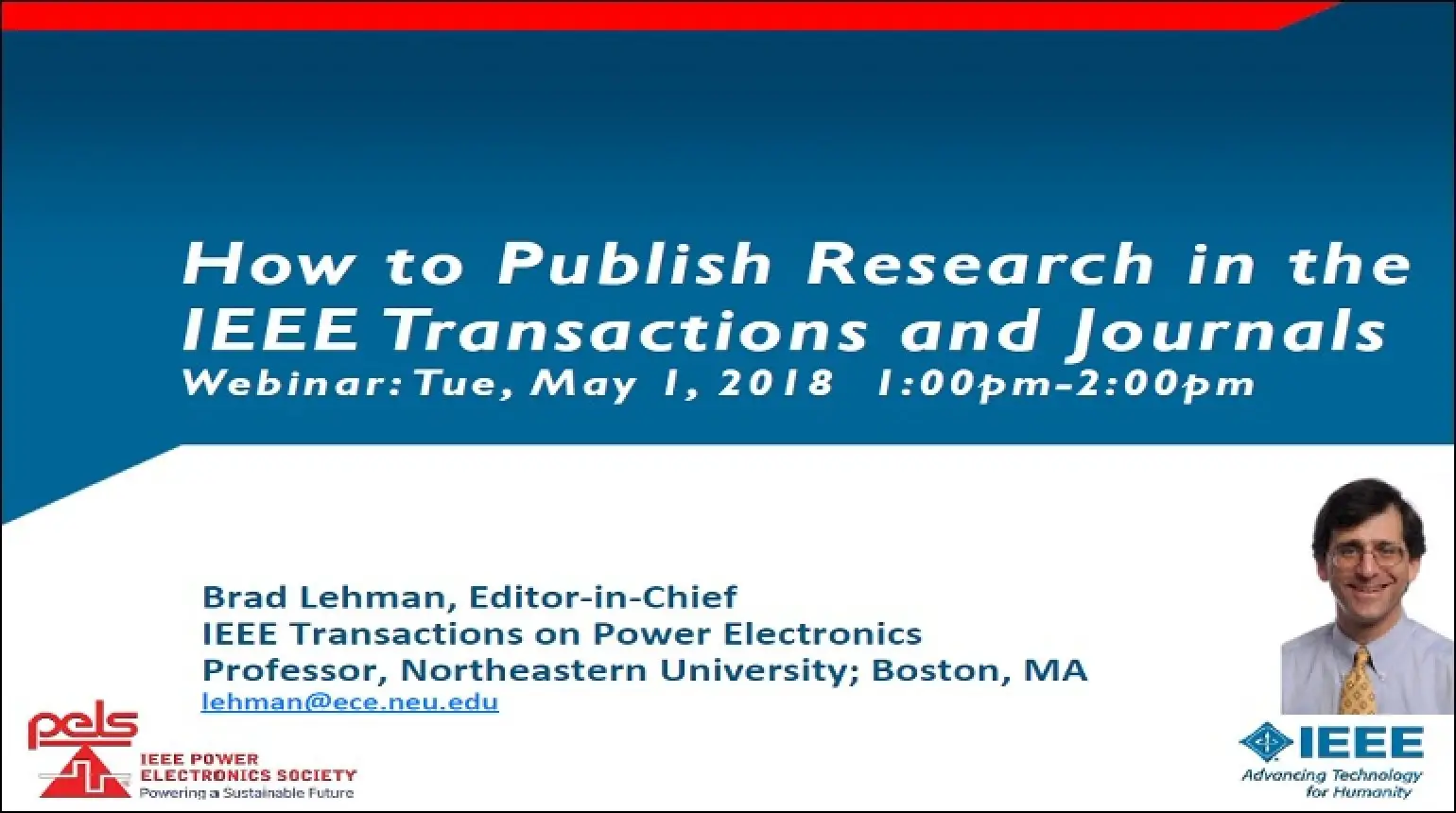 How to publish research in the IEEE Transactions and Journals Video