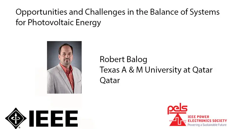 Opportunities and Challenges in the Balance of Systems for Photovoltaic Energy- Video