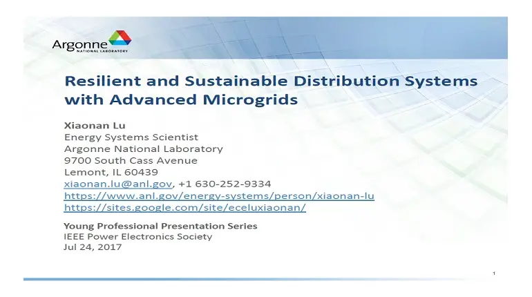 YP Webinar: Resilient and Sustainable Distribution Systems with Advanced Microgrids Video