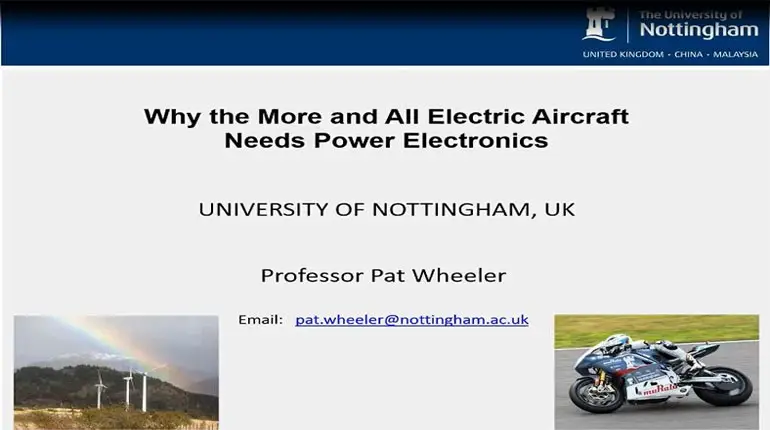 Technology Development from the More Electric Aircraft to All Electric Flight Video