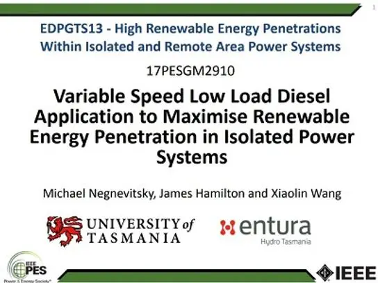 High Renewable Energy Penetrations within Isolated and Remote Area Power Systems