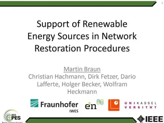 Network Restoration Operation Procedure with Renewable Energy Sources