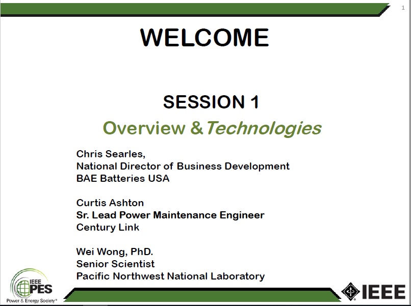 Energy Storage Tutorial: Session 1 of 4 - Overview & Technologies