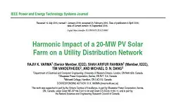 Harmonic Impact of a 20 MW PV Solar Farm on a Utility Distribution Network