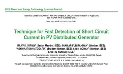 Technique for Fast Detection of Short Circuit Current in PV Distributed Generator