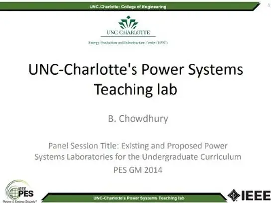 14PESGM1745, UNC-Charlotte?s Power Systems Teaching Lab