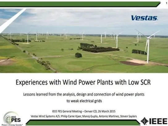 Comparison of experiences with wind power plants with low SCR