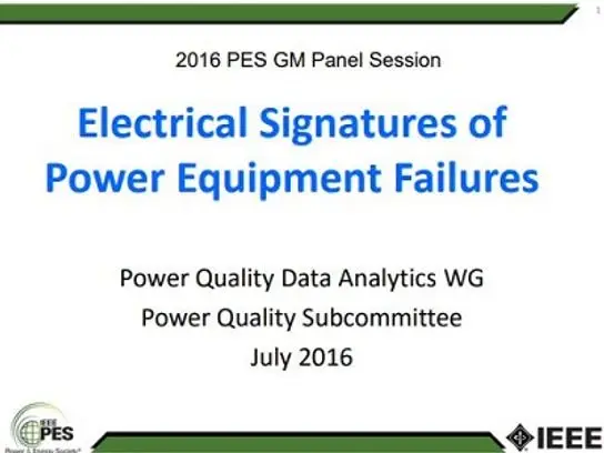 Electrical Signatures of Power Equipment Failures