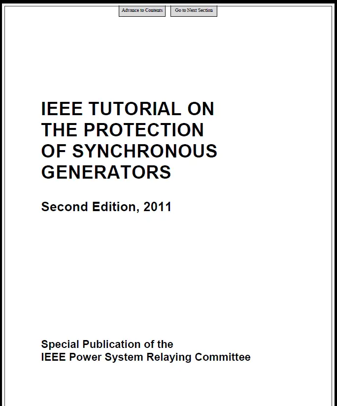 IEEE Tutorial on the Protection of Synchronous Generators