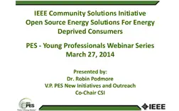 IEEE Community Solutions Initiative Open Source Energy Solutions For Energy Deprived Consumers (Webinar)