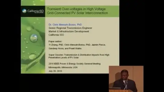 Transient Over-voltages in High Voltage Grid-Connected PV Solar Interconnection (Video)