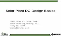 DC Solar Plant Design Basics