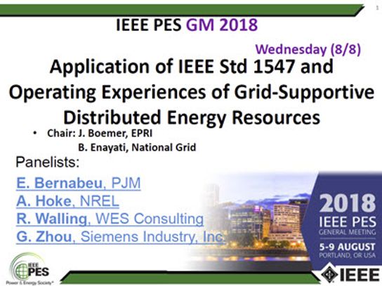 Application of IEEE Std 1547 and Operating Experiences of Grid-Supportive Distributed Energy Resources