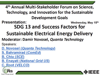 SDG 13 Panel Session on Success Factors for Sustainable Electrical Energy Delivery