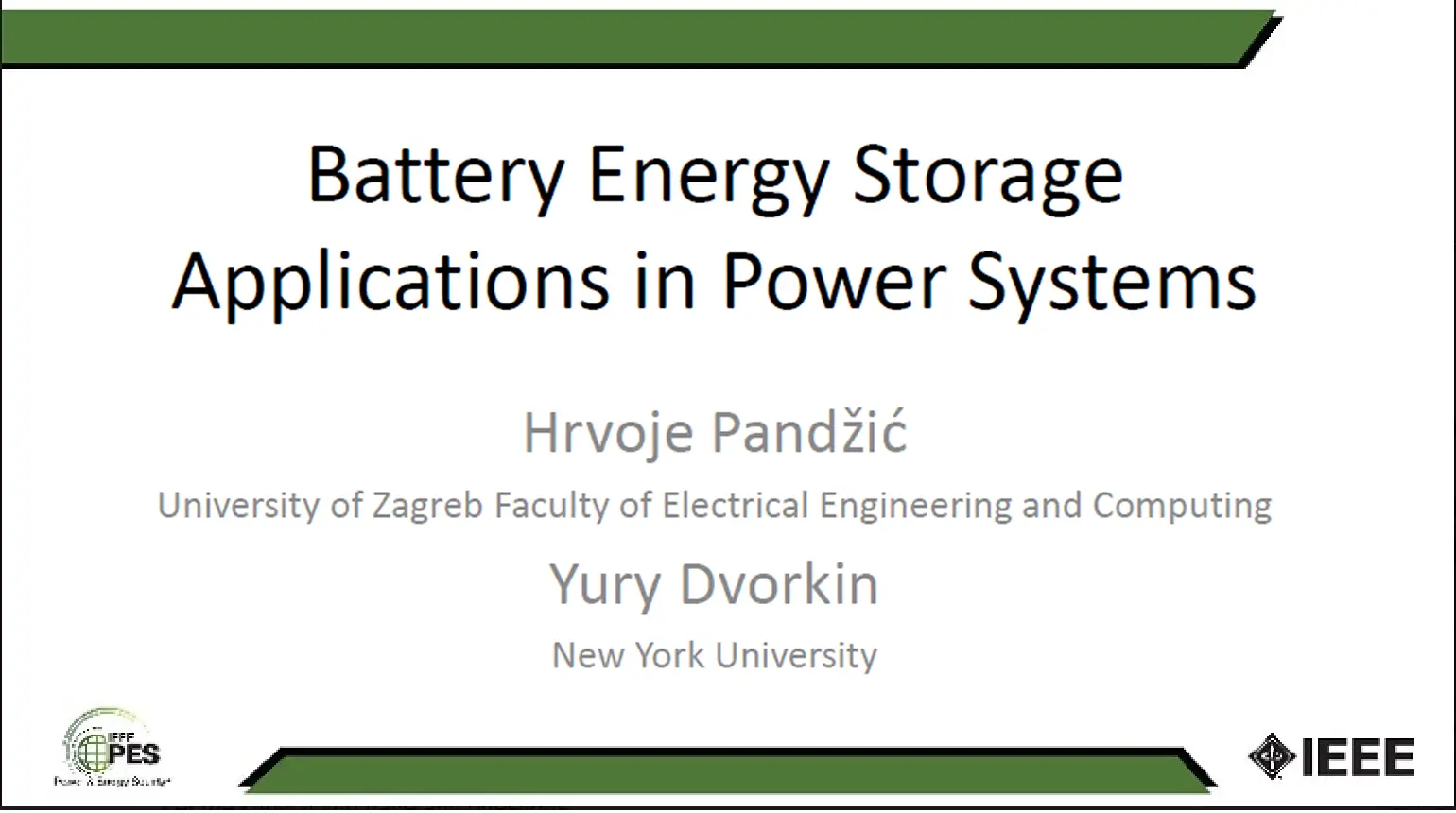 Battery Energy Storage Applications in Power Systems