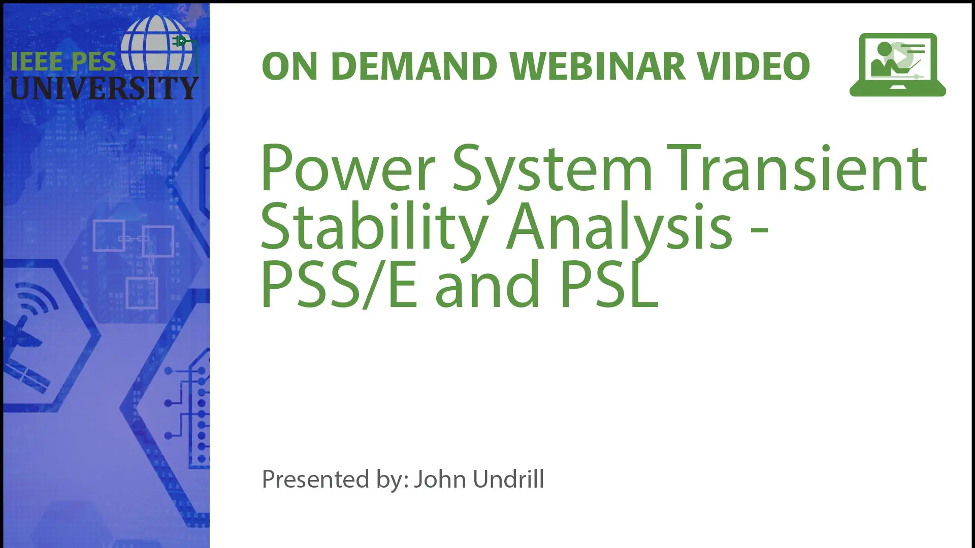 Power System Transient Stability Analysis - PSS/E and PSLF (Video)