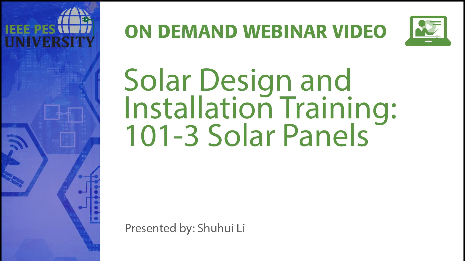 Solar Design and Installation Training: 101-3: Solar Panels (Video)