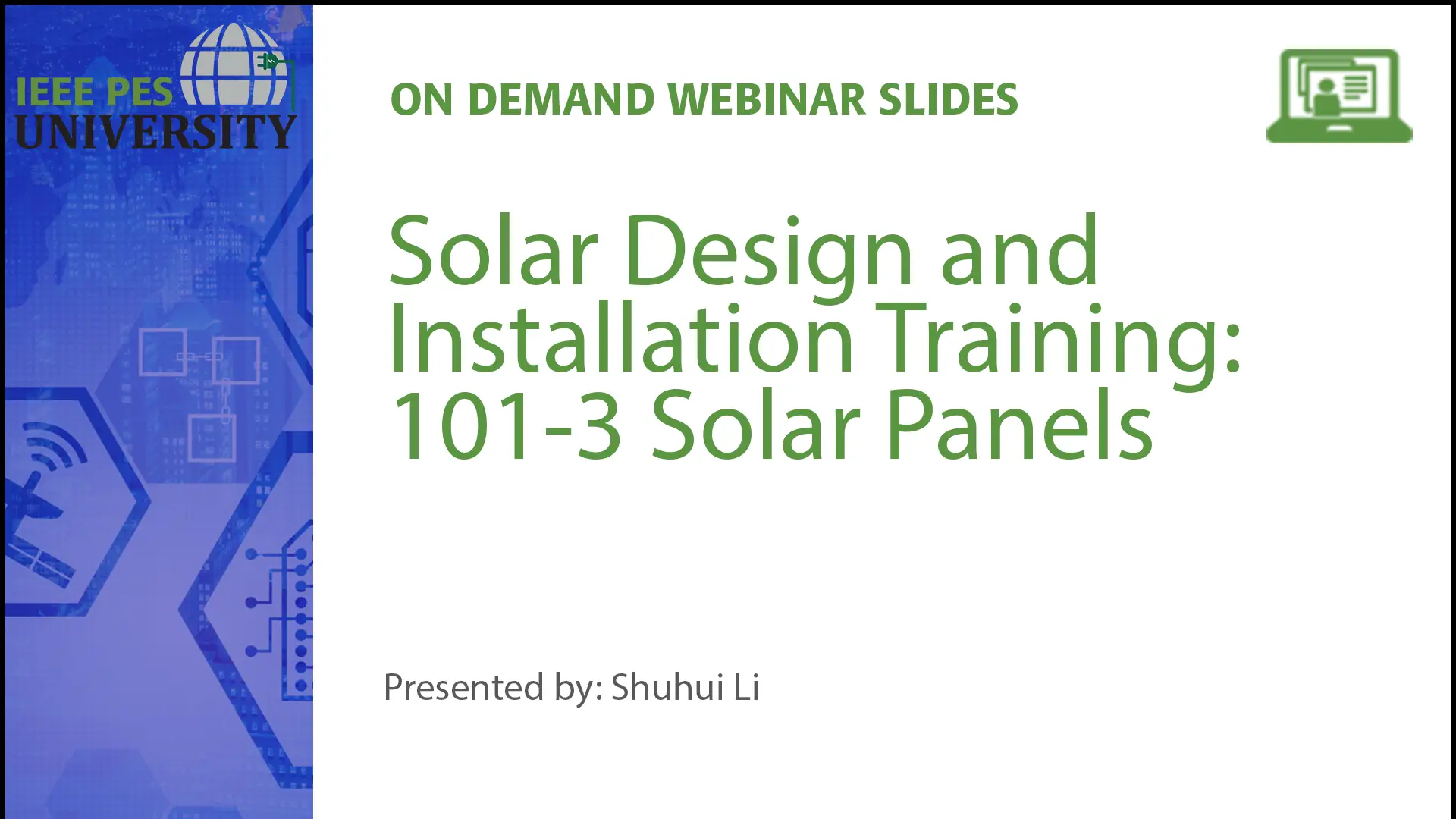 Solar Design and Installation Training � 101-3: Solar Panels (Slides)